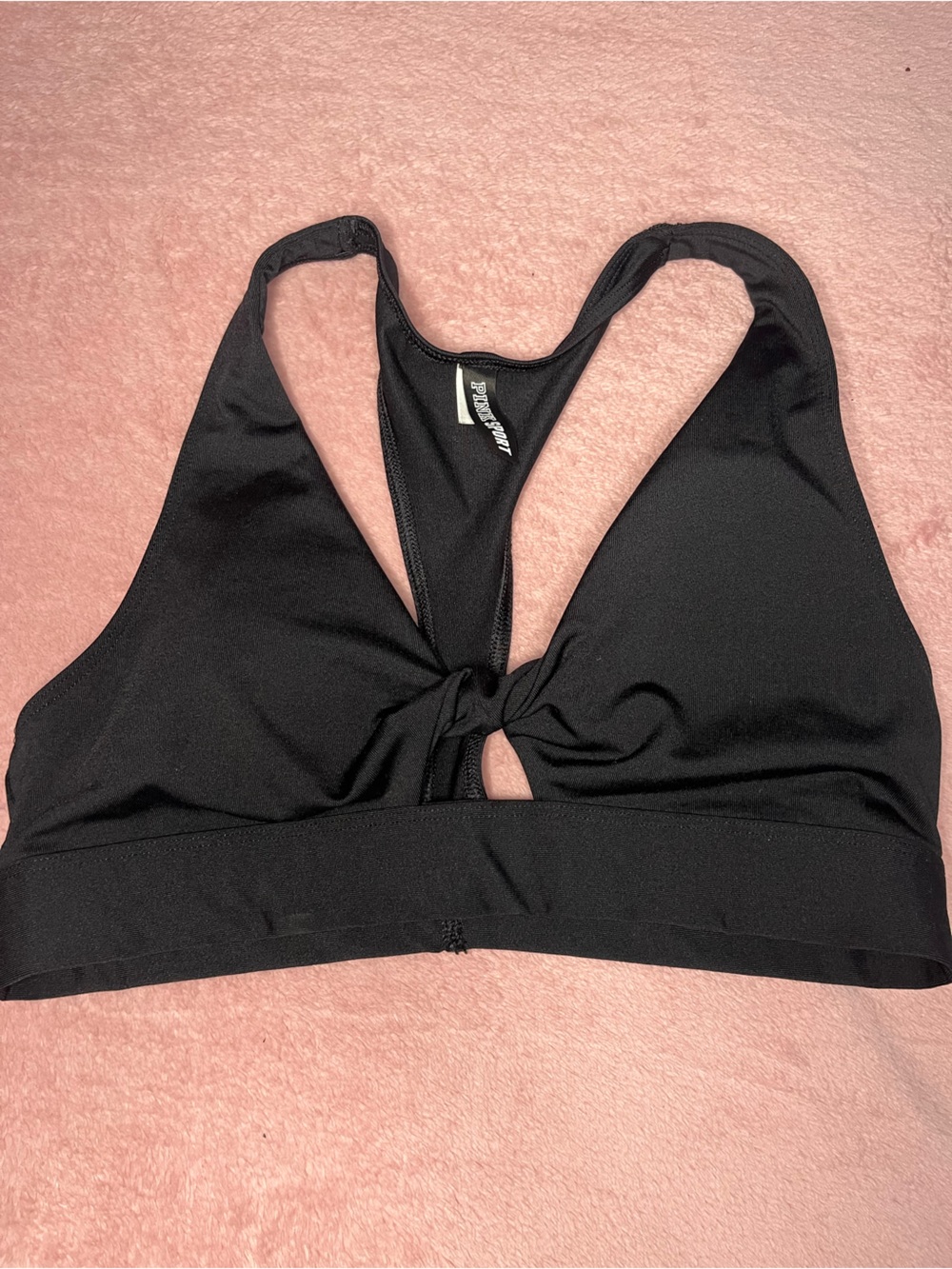 PINK Victoria's Secret Black Racerback Knot Bralette